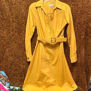 Calvin Klein Yellow Long Sleeve Dress